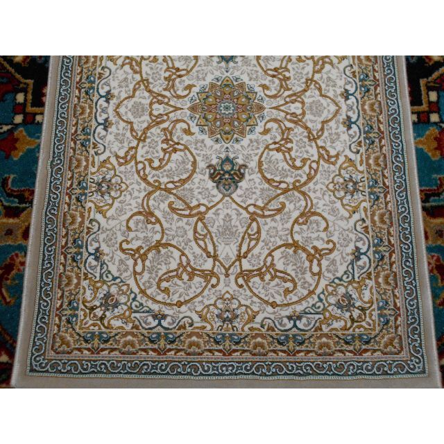 高品質！高密度、立体柄 ！本場 イラン産 絨毯！60×90cm-42001 【残り 