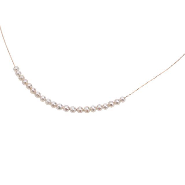 21粒K18PG】あこやベビーパール4.0~4.5mm 貫通ネックレス40cm 完成品
