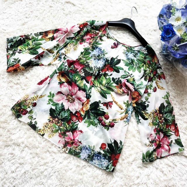 美品 DOLCE&GABBANAドルガバ 花柄 フルーツ ブラウス シルク | www