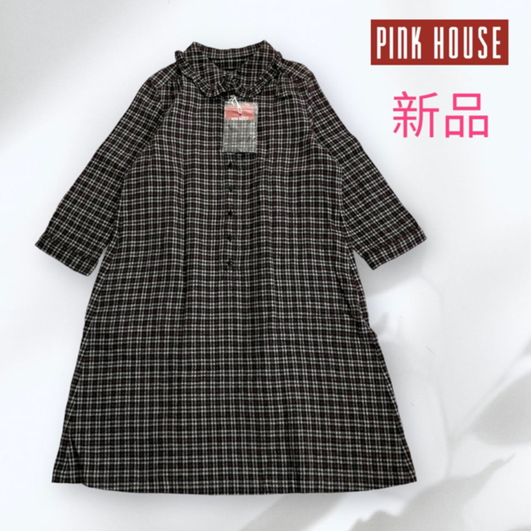 美品✨PINK HOUSE ピンクハウス　7部丈　ワンピース　花柄　チェック柄