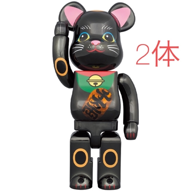 BE@RBRICK 招き猫 黒メッキ 発光 400％ 2体セット - フィギュア