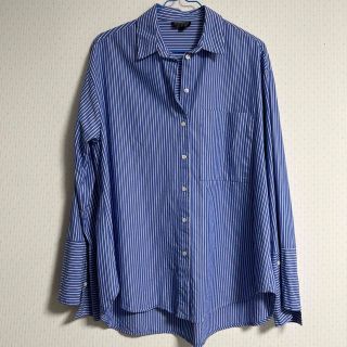 トップショップ(TOPSHOP)のTOPSHOP 袖変形　青　ストライプシャツ(シャツ/ブラウス(長袖/七分))