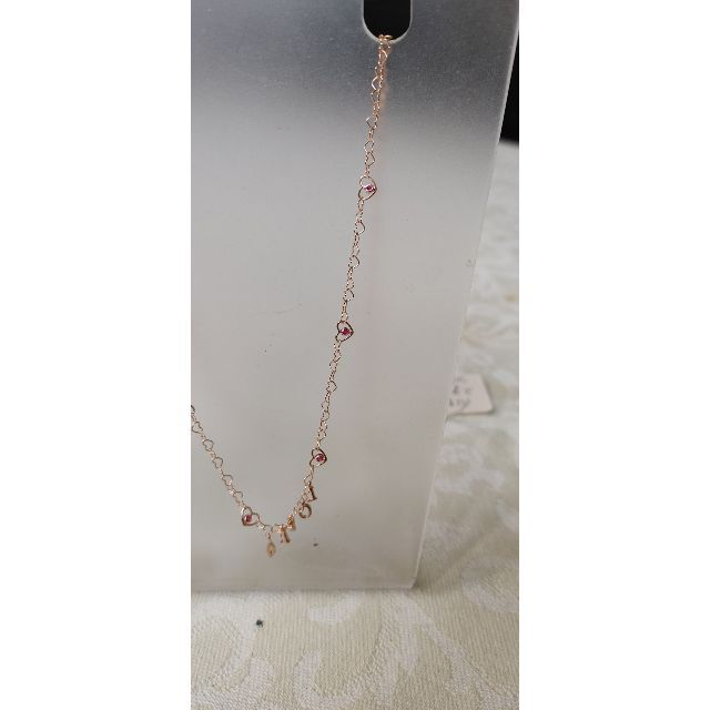 K18☆合成石(赤)入りファッションネックレス☆USED品中古品