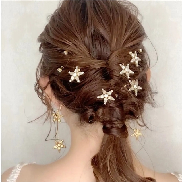 【専用】ANNANWEDDING星型ビジューヘアアクセ&イヤリング&お花イヤリン