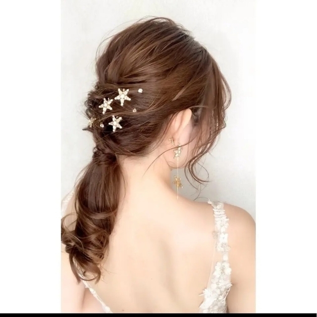 【専用】ANNANWEDDING星型ビジューヘアアクセ&イヤリング&お花イヤリン