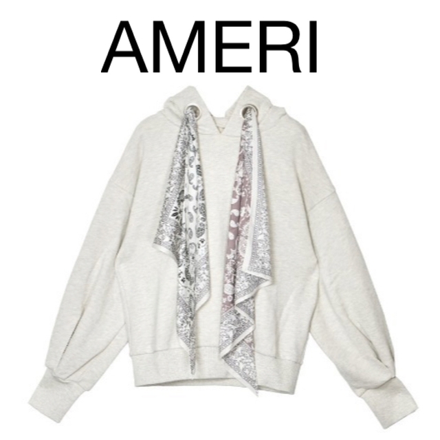 AMERIアメリSCARF EGG HOODIE  パーカー　ベージュ美品