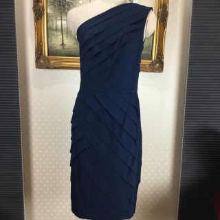 タダシショウジ(TADASHI SHOJI)の新品☆ TADASHI SHOJI サイズM 紺色【TADA 111】(ひざ丈ワンピース)