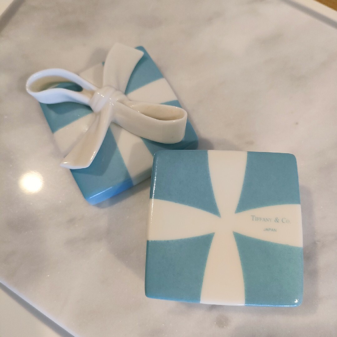 TIFFANY\u0026CO.♡ティファニーのブルーリボンギフトBOX♡陶器製♡廃盤レア