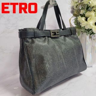 エトロ(ETRO)のエトロ　ETRO　ペイズリー　ハンドバッグ　ロゴチャーム　ダークネイビー(トートバッグ)