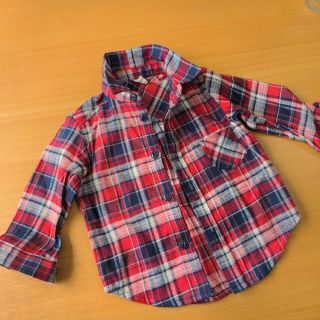 ベビーギャップ(babyGAP)のチェック　ネルシャツ　レッド×ネイビー　サイズ80(シャツ/カットソー)