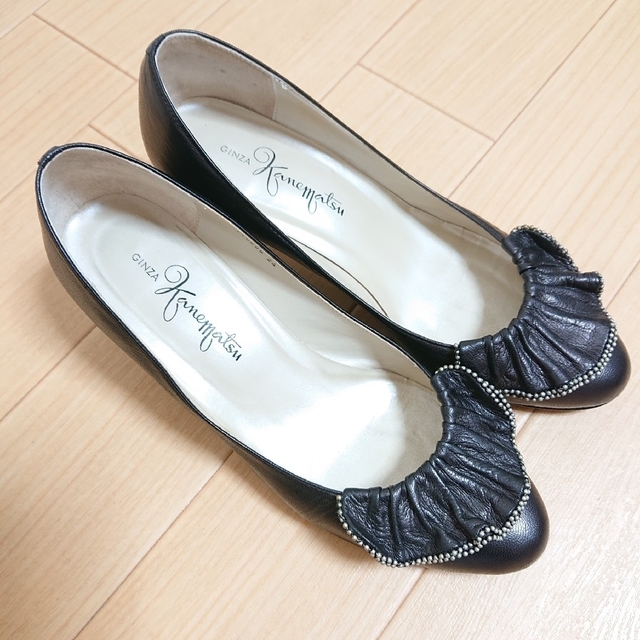 GINZA Kanematsu - 銀座かねまつ パンプス ブラック フリル 24cmの通販