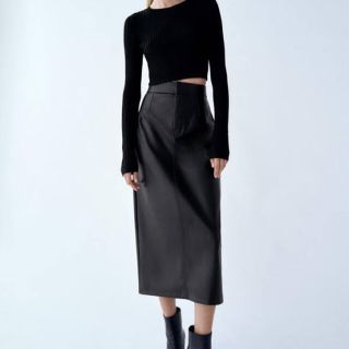 ザラ(ZARA)のZARA スリット入りレザースカート(ロングスカート)