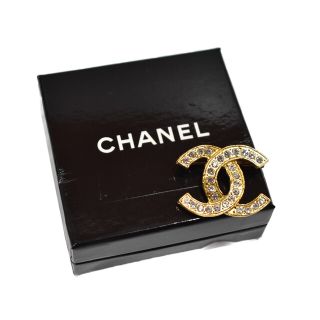 【箱あり】CHANEL　ココマークストーン付きブローチ　ゴールド　ブローチ　アクセサリー　ヴィンテージシャネル　レディース　シンプル　ギフト　プレゼント包装可　松山久万ノ台店