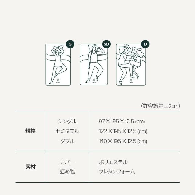 Zinus 高反発 マットレス シングル 厚さ 13cm クーリングエッセンシャ インテリア/住まい/日用品のベッド/マットレス(マットレス)の商品写真