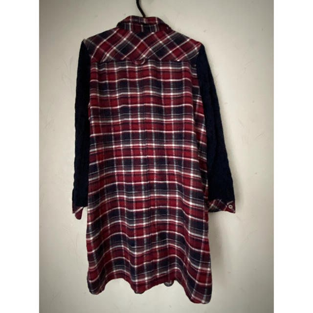 しまむら(シマムラ)のリブ編みチェックシャツ 赤紺系 3L  レディースのトップス(シャツ/ブラウス(長袖/七分))の商品写真