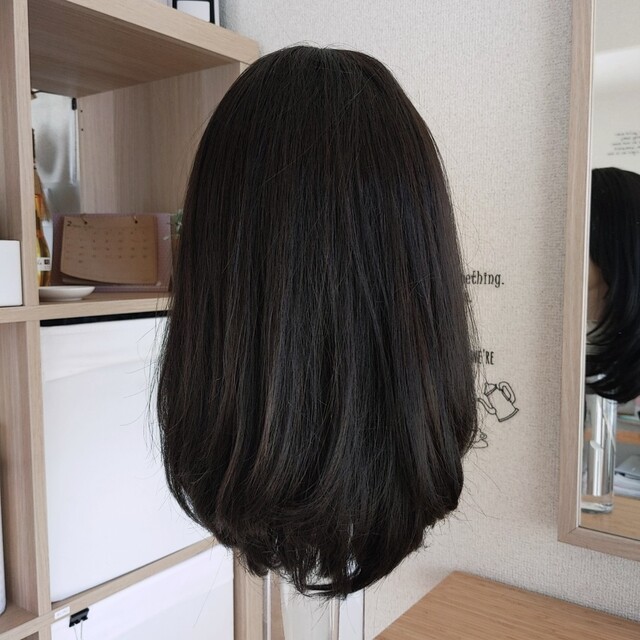 サラサラ人毛100% レイヤー うぶ毛後れ毛カット済み ナチュラル