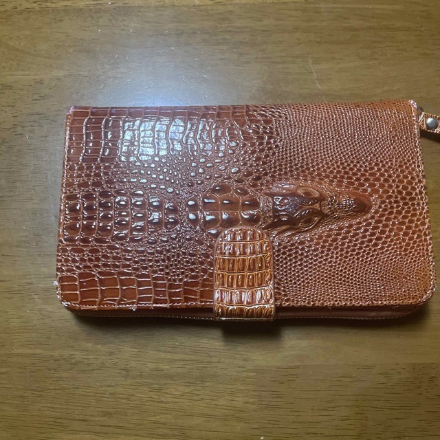 本革 クロコダイル ウォレット レッドブラウン - 長財布