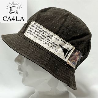 カシラ(CA4LA)のCA4LAカシラ 日本製ウォッシュ加工 ポルカドット×聖書モチーフハット男女兼用(ハット)