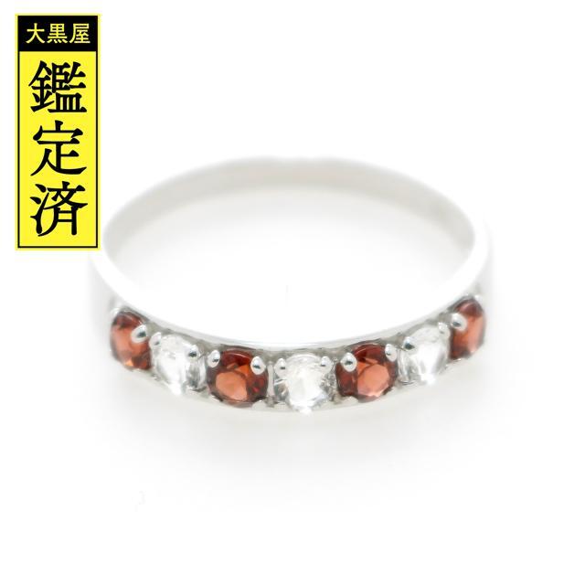 JEWELRY K10WG ガーネット ホワイトトパーズ 16号 【433】 - リング(指輪)