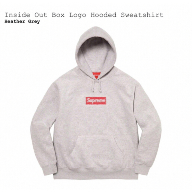 supreme Inside Out Box Logo Hooded グレー