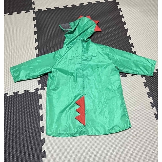 【美品】85-95サイズ　緑色　恐竜レインコート キッズ/ベビー/マタニティのこども用ファッション小物(レインコート)の商品写真