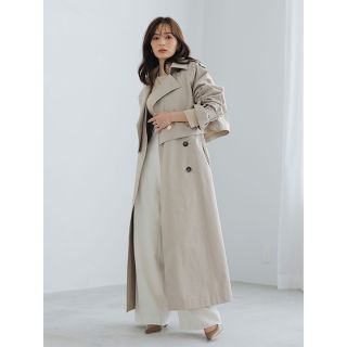 anuans ビッグラペルトレンチコート GREY BEIGE