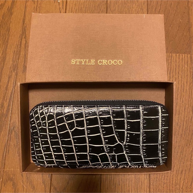 スタイルクロコ／STYLE CROCO 長財布 財布 ウォレット レディース 女性 女性用クロコ クロコダイル レザー 革 本革 ブラック 黒  小銭入れあり ラウンドジップ ラウンドファスナー