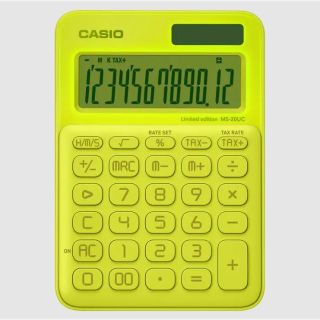 カシオ(CASIO)の電卓　CASIO　カシオ　ネオン　イエロー　黄色　限定　ミニジャストタイプ(その他)