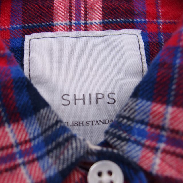 SHIPS(シップス)のシップス SHIPS シャツ ブラウス 長袖 コットン チェック 36 レッド レディースのトップス(シャツ/ブラウス(長袖/七分))の商品写真