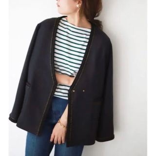 IENA \u0026 NAVY 2023 ノーカラーツイードジャケット