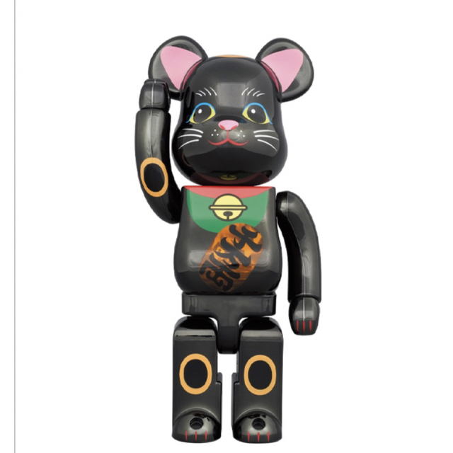 フィギュア【値下げ】BE@RBRICK ベアブリック 招き猫 黒メッキ 発光 400%