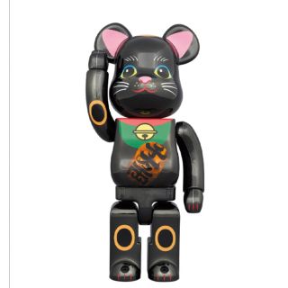 ベアブリック(BE@RBRICK)の【値下げ】BE@RBRICK ベアブリック 招き猫 黒メッキ 発光 400%(フィギュア)