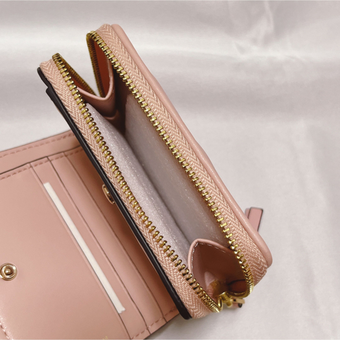Tory Burch - ピンクベージュ トリーバーチ ミニ財布 ショッパー Tory Burch - ピンクベージュ トリーバーチ ミニ財布 ショッパー