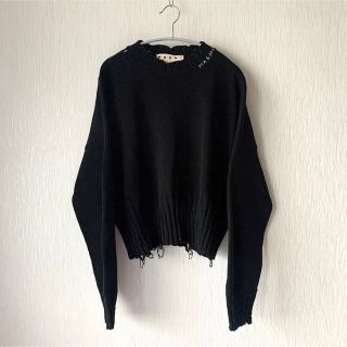 バーゲンで マルニ】胸ポケットダメージ加工ハイネックニットセーター
