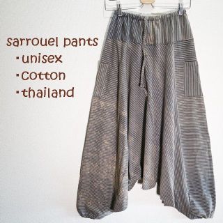 チロリちょこ様専用【新品】ライン入りウォッシュ加工　コットンサルエルパンツ(サルエルパンツ)