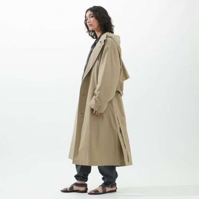 熱い販売 【美品】UNIQLO U フーデッドロングコート ナチュラル S