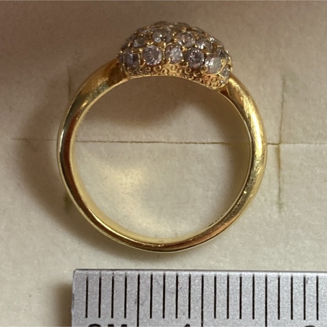 K18 YG ハート パヴェ ダイヤモンドリング レディースのアクセサリー(リング(指輪))の商品写真