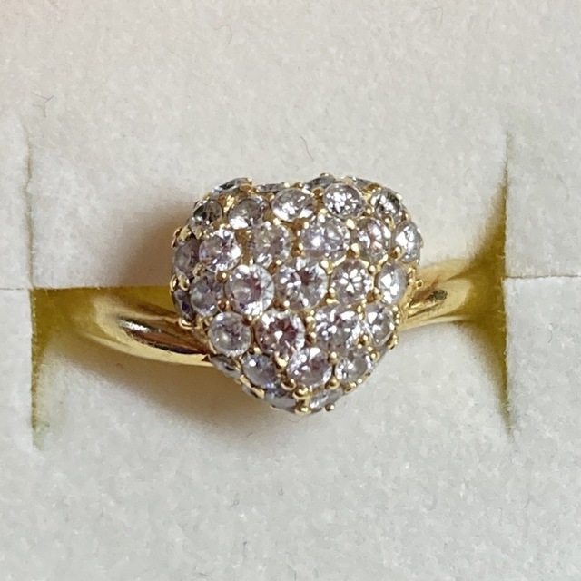 K18 YG ハート パヴェ ダイヤモンドリング レディースのアクセサリー(リング(指輪))の商品写真