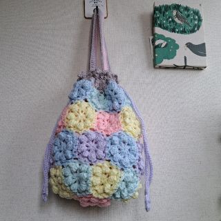 『ハンドメイド』春色のお花の巾着バッグ(バッグ)