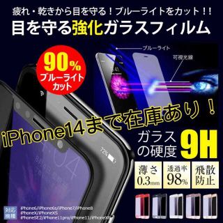 iPhone★ブルーライト ガラスフィルム  液晶フィルム(保護フィルム)