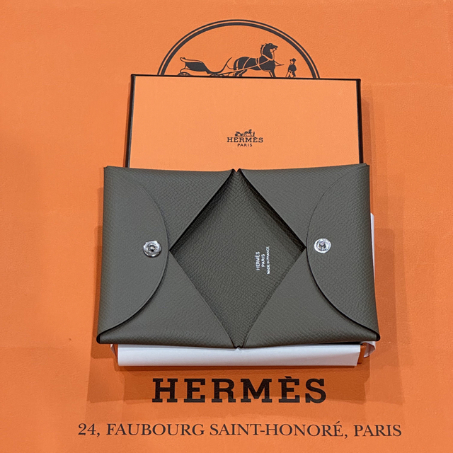 新品 HERMES エルメス カルヴィ カードケース コインケース エトゥープ