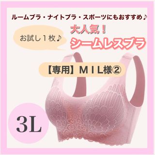 シームレスブラ　3L  ピンク　ベージュ　ミント(ブラ)