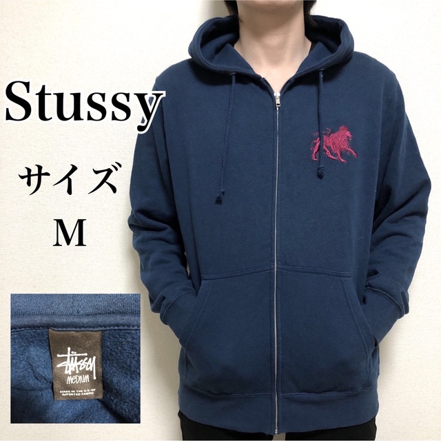 レッド系 【着画】希少 ステューシー ラスタライオン 刺繍 メンズ