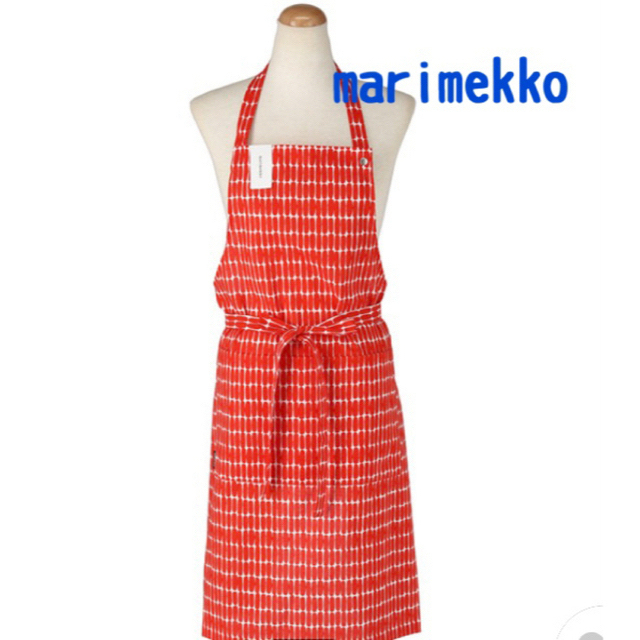 marimekko(マリメッコ)の新品　marimekko  マリメッコ   エプロン　アルクレッド　赤 インテリア/住まい/日用品のキッチン/食器(収納/キッチン雑貨)の商品写真