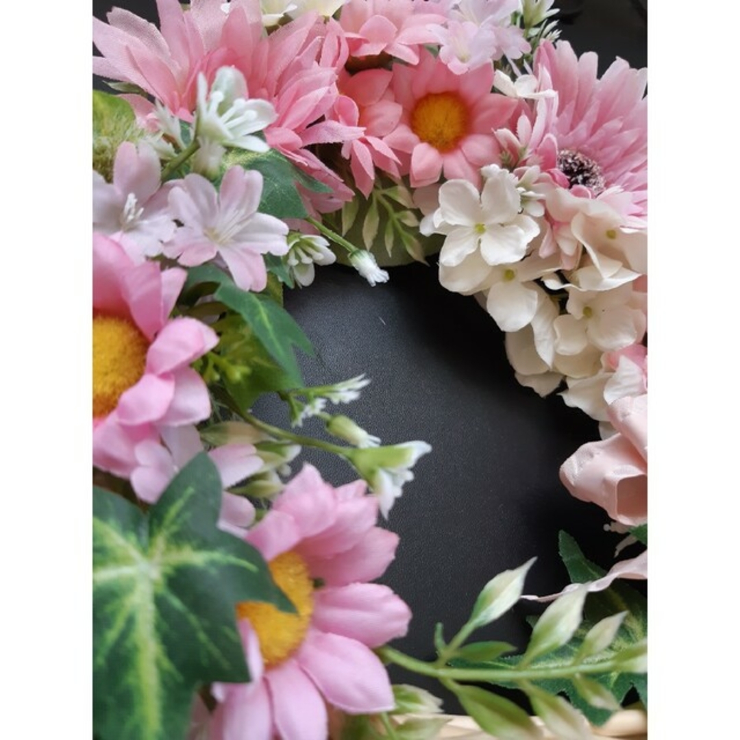 ハンドメイド大人可愛いガーベラ&白紫陽花リース