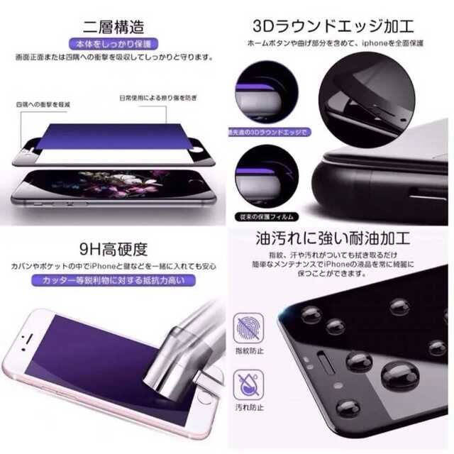 iPhone★ブルーライト ガラスフィルム  液晶フィルム スマホ/家電/カメラのスマホアクセサリー(保護フィルム)の商品写真