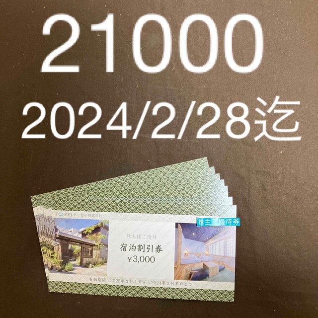 トーセイの株主優待宿泊割引券 21000円分