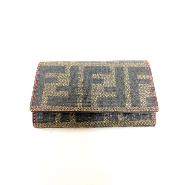 FENDI(フェンディ)の♡みいちょん様専用♡FENDI フェンディ ズッカ柄 キーケース ステッチピンク レディースのファッション小物(キーホルダー)の商品写真