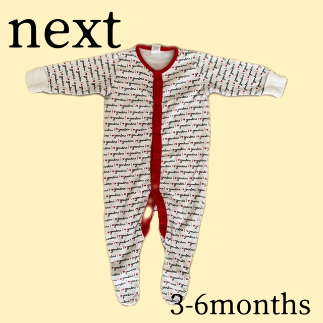 NEXT(ネクスト)の【next】i♡grandma柄　カバーオール　70cm キッズ/ベビー/マタニティのベビー服(~85cm)(カバーオール)の商品写真