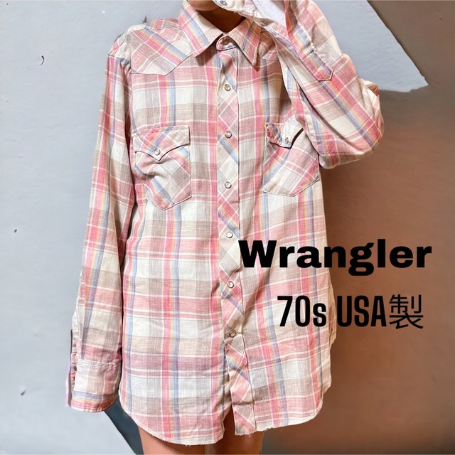 Wrangler(ラングラー)の70s Wrangler 白タグ ウエスタン シャツ チェック シャツ L メンズのトップス(シャツ)の商品写真